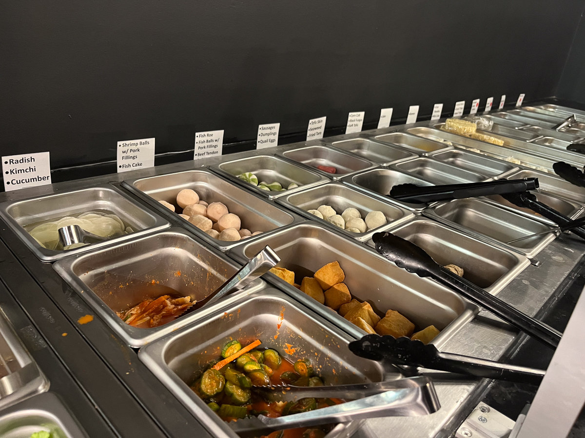 buffet toppings in metal containers